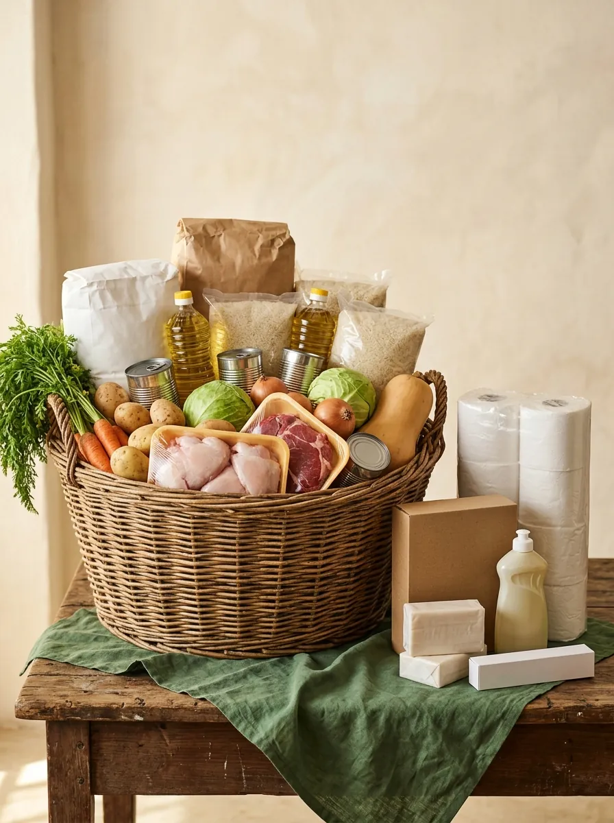 Family Complete basket with food, protein and household essentials